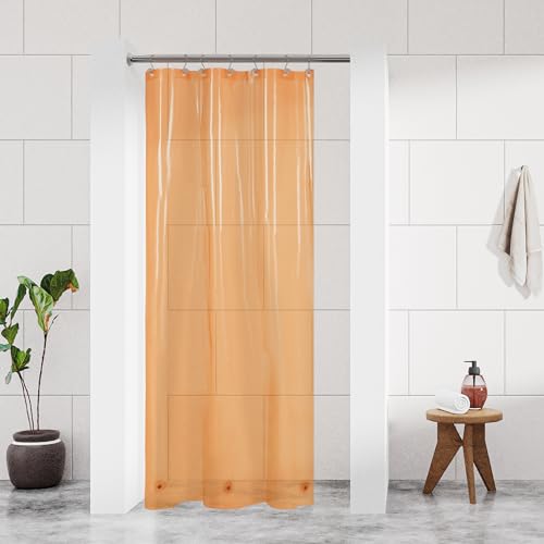 Barossa Design Clear Orange Stall Shower Curtain Liner, 36" W x 72" H | Waterproof PEVA, PVC Free, Metal Grommets, Lightweight Plastic Shower Liner 36 x 72 Inches for Narrow Small Bathroom Stall - color: Clear Orange, size: 36"W x 72"L (Pack of 1)