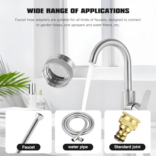 [2025 New] 12 Pcs Faucet Adapter Kit, Kitchen Aerator Adapter Male to Female Water Hose, Sink Faucet Adapter for Garden Hoses Sink Sprayers Water Filters, Standard Hose via Diverter