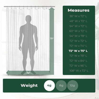 Clear Shower Curtain Liner with Side Suction Cups, Premium PEVA Plastic Shower Liner with 3 Magnets, Waterproof Bathroom Curtain, 72 x 75, Clear - color: 1. Clear, size: 72"W x 75"L (Pack of 1)
