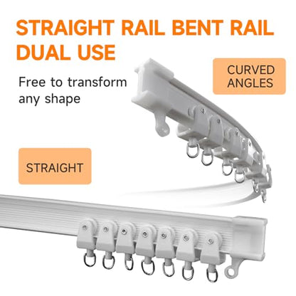 16.4FT Flexible Bendable Ceiling Curtain Track,Curved Slide Rail Curtains for Track System as Room Divider,Hospital Wall Mounted Ceiling Mount RV Shower Track (5m)