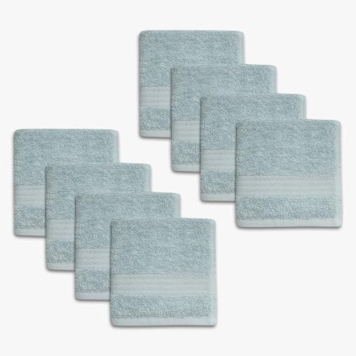 1888 Mills 8 Pack Premium Washcloth Set, True Classics Premium Cotton Blend, Super Soft and Highly Absorbent Washcloths for Bathroom, Hotels, Spa and Gym, Blue - color: Blue, size: Wash Cloth (Pack of 8)