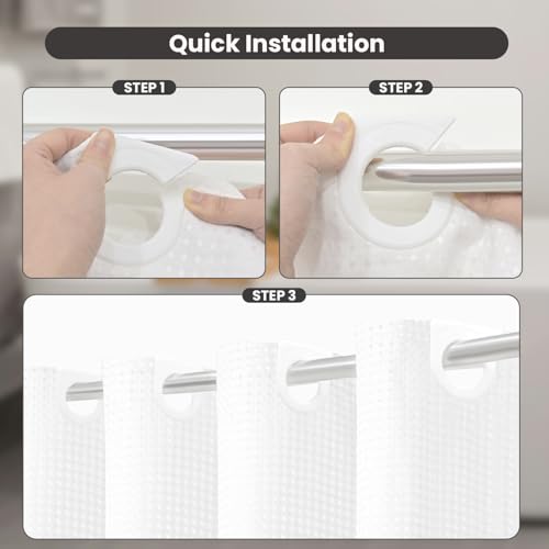 Inhousolu No Hook Shower Curtain with Removable Snap-in Liner, Waffle Weave 230 GSM Polyester, Weighted Hem, Water Repellent Washable, 72 x 78 Inch, White - color: White, size: 72"W x 78"L (Pack of 1)