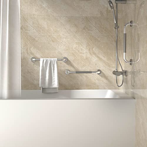 Anti Slip Shower Grab Bar 16 Inch, YuanDe Chrome Finish Stainless Steel Bath Grab Bar, Knurled Bathroom Safety Rail, Shower Handrail Support, Handicap Elderly Injury Senior Balance Assist Handles - size: 16inch-1 Pack