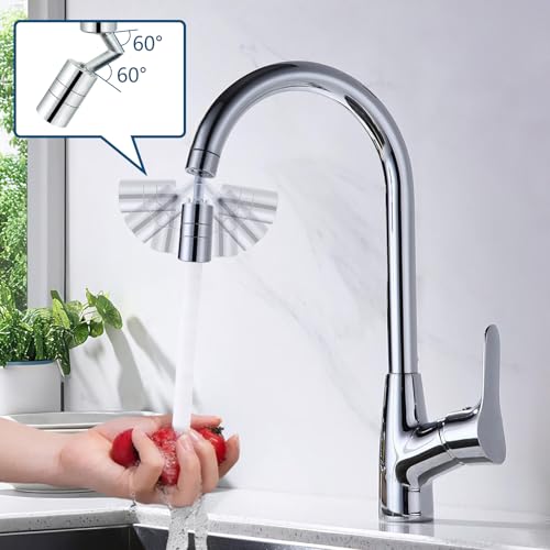 720° Swivel faucet aerator, Swivel Kitchen Faucet Aerator, Dual-function 2-Flow Sprayer Faucet Head Replacement Kitchen Sink Faucet 55/64 inch Female Thread Faucet Extender (Chrome-2) - color: Chrome-2