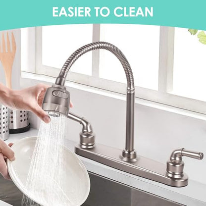 RV Kitchen Faucet Non-Metallic, Flexible Spout for Campers, Motorhomes, Travel Trailers (Brushed Nickled) - color: Brushed Nickled