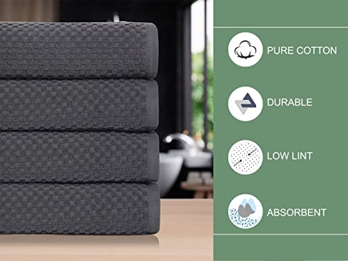 COTTON CRAFT Euro Spa Waffle Weave Bath Towels - Set of 4 Grey Towels | Pure 100% Ringspun Cotton Oversized Luxurious Towel Set - Soft Plush Super Absorbent Low Lint Quick Dry - 30 x 56 inches - color: Grey, size: 4 Pack Bath Towel