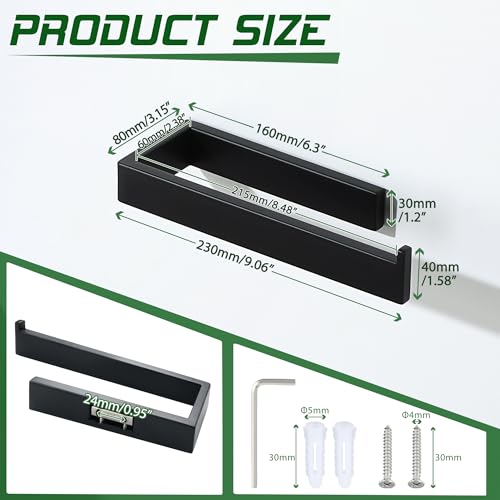 Alise Hand Towel Holder for Bathroom Wall Mounted,Matte Black | SUS304 Stainless Steel, Full Square, Towel Hanger Towel Bar Towel Rack for Bathroom Walls,Lavatory,Kitchen