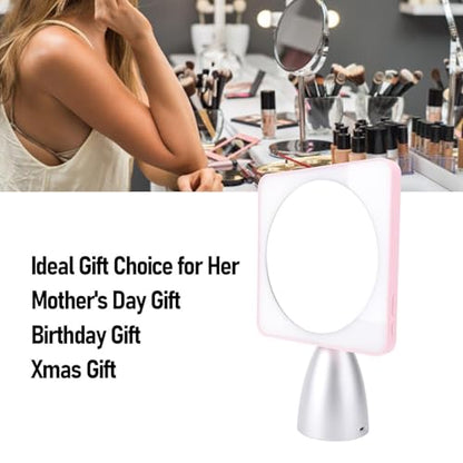 Yosoo 30x Magnifying Mirror with Light, Large 6' Lighted 30x Magnified Mirror with Suction Cups & Table Stand, Lighted Makeup Mirror with 12 Brightness Levels, 360° Rotation (Pink - color: Pink Silver
