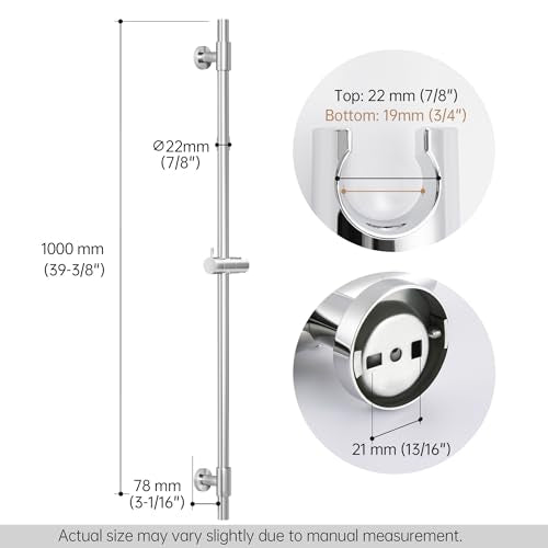 KES Bathroom Shower Slide Bar 40-Inch with Adjustable Handheld Shower Head Holder for Bathroom Wall Mounted SUS 304 Stainless Steel Brushed Finish, F209S100-BS - color: Brushed Finish, style: 39.9-Inch+Drill Mounted