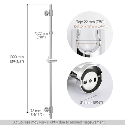 KES Bathroom Shower Slide Bar 40-Inch with Adjustable Handheld Shower Head Holder for Bathroom Wall Mounted SUS 304 Stainless Steel Brushed Finish, F209S100-BS - color: Brushed Finish, style: 39.9-Inch+Drill Mounted