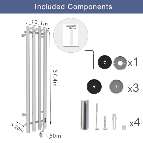 Heated Towel Rack, Towel Warmer with Timer, Wall Mounted hot Towel Warmer Rack for Bathroom, Hardwired or Plug-in Models Vertical Towel Heater (Silver) - color: Silver