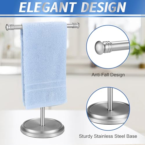 Hand Towel Holder Stand, Stainless Steel Free Standing Towel Rack Stand, Rust-Proof Towel Bar for Bathroom Kitchen Countertop, Brushed Nickel, 2 Pack - color: Silver