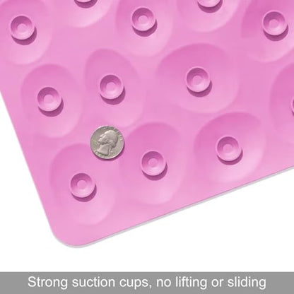 Non-Slip Bathtub Mat OTHWAY Soft Rubber Bathroom Bathmat with Strong Suction Cups (Pink, 16x31.5 inch) - color: Pink, size: 31.5" x 16" (Rectangular)