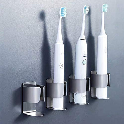 Electric Toothbrush Holder, 304 Stainless Steel Wall Mounted Self Adhesive Storage Organizer Stand Rack for Electric Toothbrush, Toothpaste, Facial Cleanser (Silver 4 Pack) - color: Silver 4 Pack