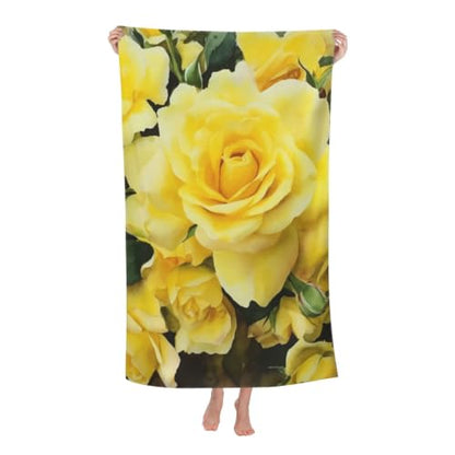Yellow Rose Bath Towel Super Absorbent Beach Towels Microfiber Bathroom Towel 32 x 52 Inch - color: Yellow Rose