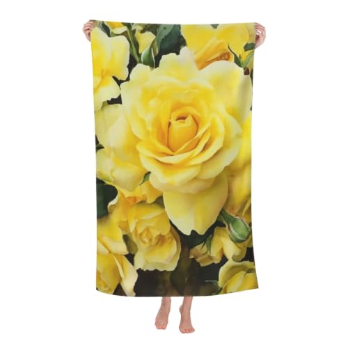 Yellow Rose Bath Towel Super Absorbent Beach Towels Microfiber Bathroom Towel 32 x 52 Inch - color: Yellow Rose