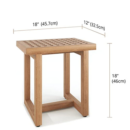 AquaTeak The Original 18" Grate Teak Shower Bench | Durable, Water-Resistant Teak, Shower Chair & Shaving Foot Rest, Indoor/Outdoor Use - size: A. Bench