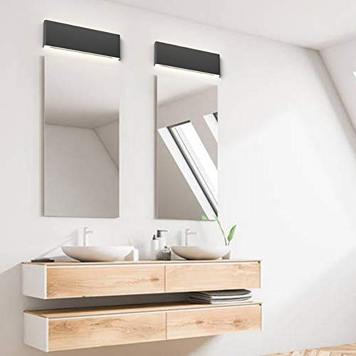 Ralbay 15.7in Wall Sconce 2-Pack Indoor Modern Light Fixtures 14W LED Up and Down Black Bathroom Wall Lighting Fixtures Natural White Light 4500K - color: Black-Natural White, size: 15.7 inch