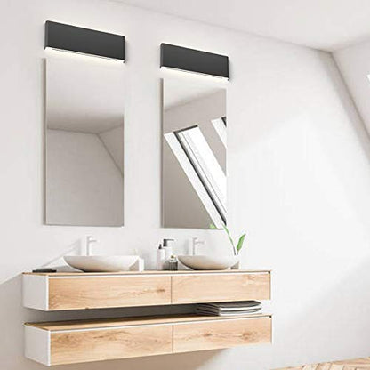 Ralbay 15.7in Wall Sconce 2-Pack Indoor Modern Light Fixtures 14W LED Up and Down Black Bathroom Wall Lighting Fixtures Natural White Light 4500K - color: Black-Natural White, size: 15.7 inch