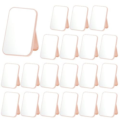 20 Pcs Spa Party Mirrors for Women, Pink Makeup Mirrors with Foldable Stand, Tabletop Vanity Mirrors Bulk, Slumber Birthday Party Favors, Sleepover Accessories, Spa Day Supplies and Gifts