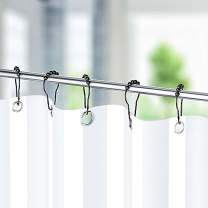 Titanker Shower Curtain Rings Hooks, Rust-Resistant Metal Shower Curtain Hooks for Bathroom Shower Rods Shower Hooks Shower Rings for Curtain - Set of 12, Matte Black - color: Matte Black