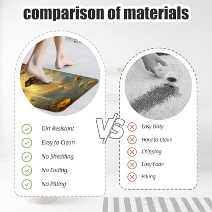 Bathroom Runner Mat Rugs Long,Flowers and Butterflies creative pattern Diatomite Stone Bath Mat Large Absorbent Diatomaceous Earth Mat Non Slip Fast Dry Shower Mat Bathroom Rugs Floor Mat 16x42in - color: Design06