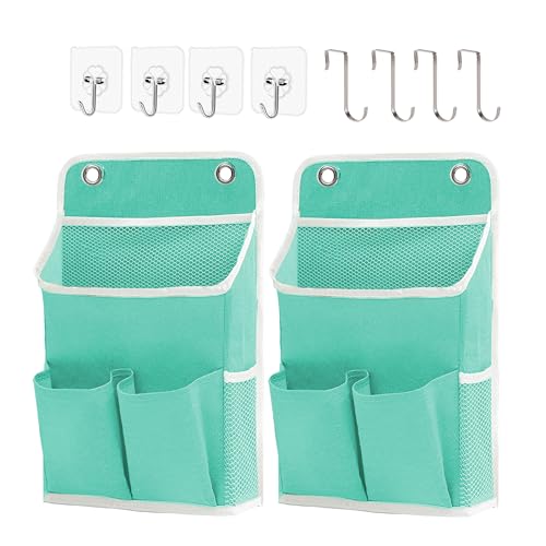 Hanging Basket for Organizing, Wall Organizer with Pockets and Over The Door Organizer，Can for Home, Closet, Office and Camper (2 Green) - color: Green, size: 2 pack