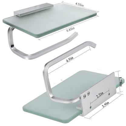 Toilet Paper Holder Bathroom Paper Toilet Roll Holder Hanger,Toilet Paper Holder with Shelf, Glassed Steel Frosted Silvery Lavatory Tissue Holder with Mobile Phone Storage Rack (Silvery) - color: Silvery