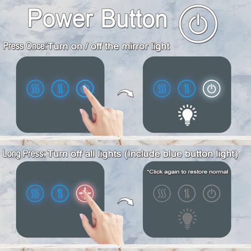 40 inch Round LED Bathroom Mirror, Black Frame, Wall Mount, Fogless, Adjustable, 3 Color Lights Smart Mirror with Anti-Fog - color: 40 Inch Black Frame