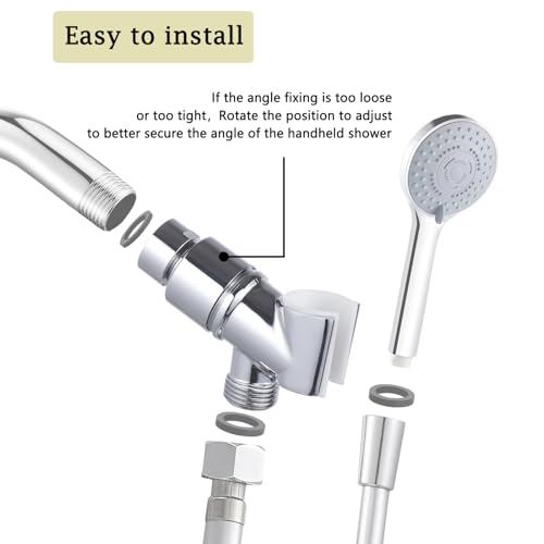 All Metal Handheld Shower Head Holder, Adjustable Shower Wand Holder with Brass Pivot Ball，Shower Arm Holder Mount for Connecting Shower Arm and Shower Hose，Chrome - color: Chrome