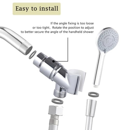 All Metal Handheld Shower Head Holder, Adjustable Shower Wand Holder with Brass Pivot Ball，Shower Arm Holder Mount for Connecting Shower Arm and Shower Hose，Chrome - color: Chrome