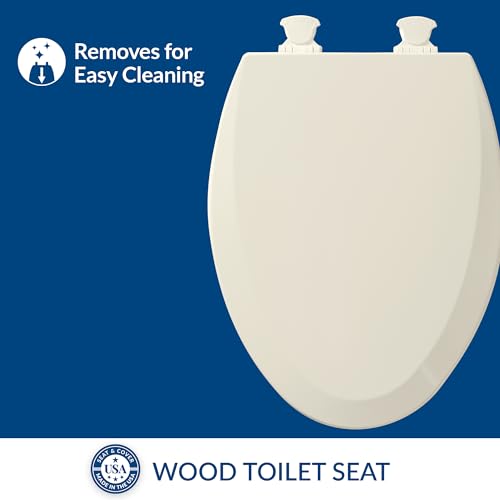 Bemis 1500EC Durable Wood Toilet Seat with Easy Clean Hinges, Made in USA, Elongated, Biscuit (Pack of 2) - color: Biscuit, size: Elongated (Pack of 2)