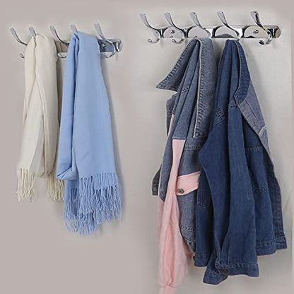 SKOLOO Modern Metal Wall Coat Rack with 5 Hooks, Sturdy Wall Hook Rack for Hanging Jacket, Clothes, Hat, Silver - color: Silver