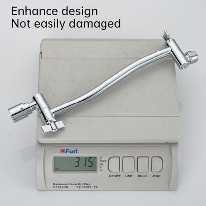 Joyrain Shower Arm Extension with Flange Base, 304 Stainless Steel Extension Pipe, Adjustable Flexible Shower Arm (Chrome, 11-Inch Adjustable Shower Head Extension Arm) - color: Adjustable Shower Head Extension Arm ( 11-Inch ), size: Chrome