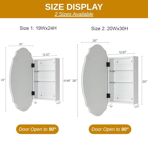 TOMACE Frameless Assymetrical Oval Medicine Cabinet with Beveled Mirror Irregular Surface Bathroom Medicine Cabinet Mirror with Storage for Bathroom 19'' H x 24'' W - size: 19'' x 24''