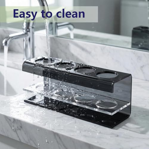 Black 4 Slots Acrylic Electric Toothbrush Holders for Bathrooms | Tooth brush and Toothpaste Holder,Countertop use or Wall Mounted, small bathroom counter organizer,toothbrush stand - size: 4 slot