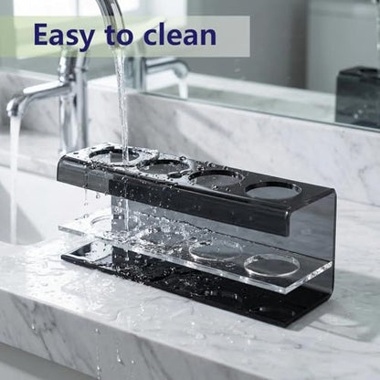 Black 4 Slots Acrylic Electric Toothbrush Holders for Bathrooms | Tooth brush and Toothpaste Holder,Countertop use or Wall Mounted, small bathroom counter organizer,toothbrush stand - size: 4 slot