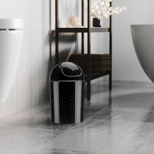 Umbra 1.25 Gallon Mini Waste Can with Removable Swing-Top Lid - Small Garbage Bin for Kitchen, Bathroom, Bedroom, Office - Compact Trash Can Fit Under Tables & Counters - Galaxy Black - color: Galaxy