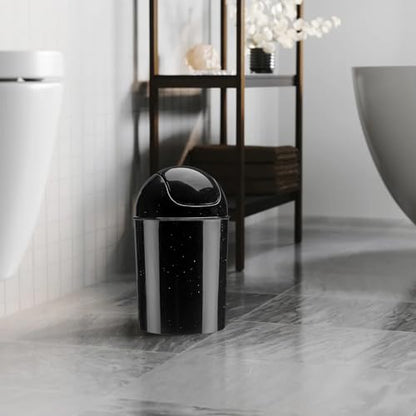Umbra 1.25 Gallon Mini Waste Can with Removable Swing-Top Lid - Small Garbage Bin for Kitchen, Bathroom, Bedroom, Office - Compact Trash Can Fit Under Tables & Counters - Galaxy Black - color: Galaxy