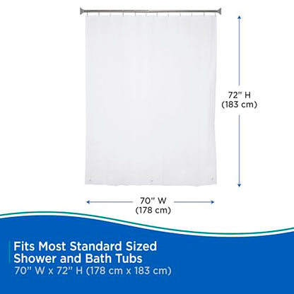 Kenney KN61430 Lightweight 3 Gauge Waterproof PEVA Shower Curtain Liner with Durable Eyelet Hang Holes and Weighted Magnetic Hem for Bathroom, 70" W x 72" H, White, 1-Pack - color: White, size: 70"W x 72"L (Pack of 1)