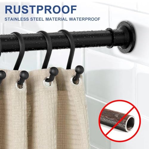 Small Shower Curtain Rod 18-32 In, Black Short Tension Rod | Installs by Spring Tension with No Drilling, Built in Durable Stainless Steel - color: Black