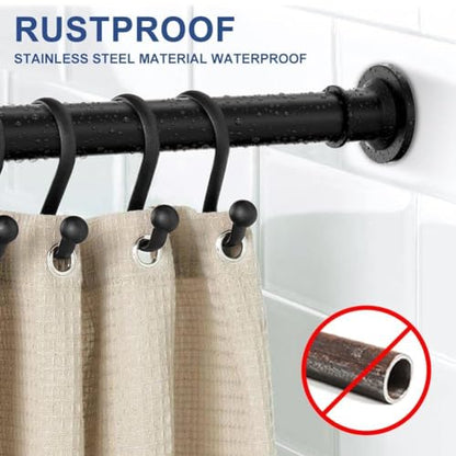 Small Shower Curtain Rod 18-32 In, Black Short Tension Rod | Installs by Spring Tension with No Drilling, Built in Durable Stainless Steel - color: Black