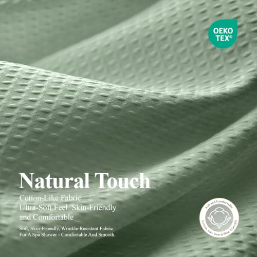 Stall 3 in 1 Waffle Shower Curtain Set with Liner 48x72 Sage Green | 48 Inch Wide, Waterproof Clear PEVA Liner, 256GSM Heavy Duty Fabric, Hotel Luxury Shower Curtains for Bathroom, 8 Hooks - color: A Sage Green, size: 48"W x 72"L (Pack of 1)