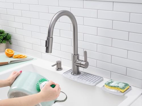 WeatherTech FaucetMat Duo - Protect Your Kitchen & Bathroom Countertops - Light Grey/Pebble - color: Light Grey, size: Duo