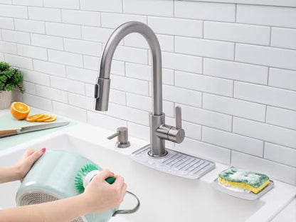 WeatherTech FaucetMat Duo - Protect Your Kitchen & Bathroom Countertops - Light Grey/Pebble - color: Light Grey, size: Duo