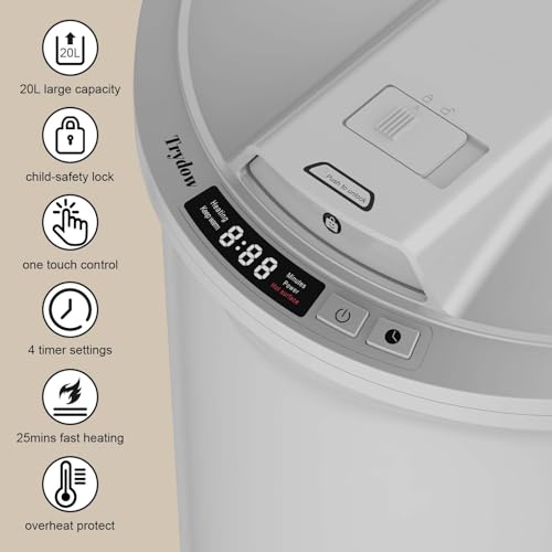 Ultra Large Capacity Towel Warmer Bucket, Rapid Heating with Timer, One-Button Digital Display Control, Safety Lock, Gifts for Him & Her, Auto Shut-Off, Fits 2 Large, Blanket, Bathrobe, Gray