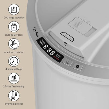 Ultra Large Capacity Towel Warmer Bucket, Rapid Heating with Timer, One-Button Digital Display Control, Safety Lock, Gifts for Him & Her, Auto Shut-Off, Fits 2 Large, Blanket, Bathrobe, Gray