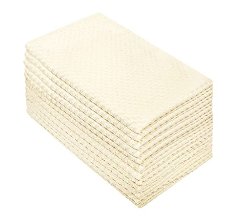 COTTON CRAFT Amazing Kitchen Towel - 12 Pack 100% Cotton Waffle Terry Towel | Ivory - 16x28 inch Euro Café Waffle Weave Dish Towels - Soft Absorbent Quick Dry Low Lint Reusable Pantry Bar Cleaning Cloth - color: Ivory, size: 12 Pack
