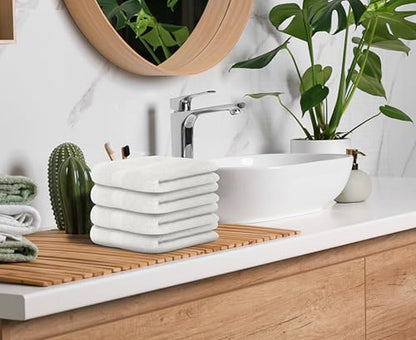 Avalon Towels Wash Cloths 12 Pack White 100% Cotton Washcloths 12x12 Face Towels, Wash Rags, Facial Towel, fingertip Towel for Bathroom, White Washcloth - color: White