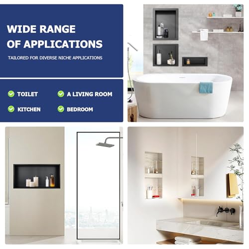 Stainless Steel Shower Niche Insert Tile Ready Recessed Wall Shelf with LED Light Strips No Tile Needed Multiroom Storage Cabinet